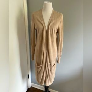 Lightweight Cream Color Linen-blend Cardigan - Long, Open, Women’s Size Medium.